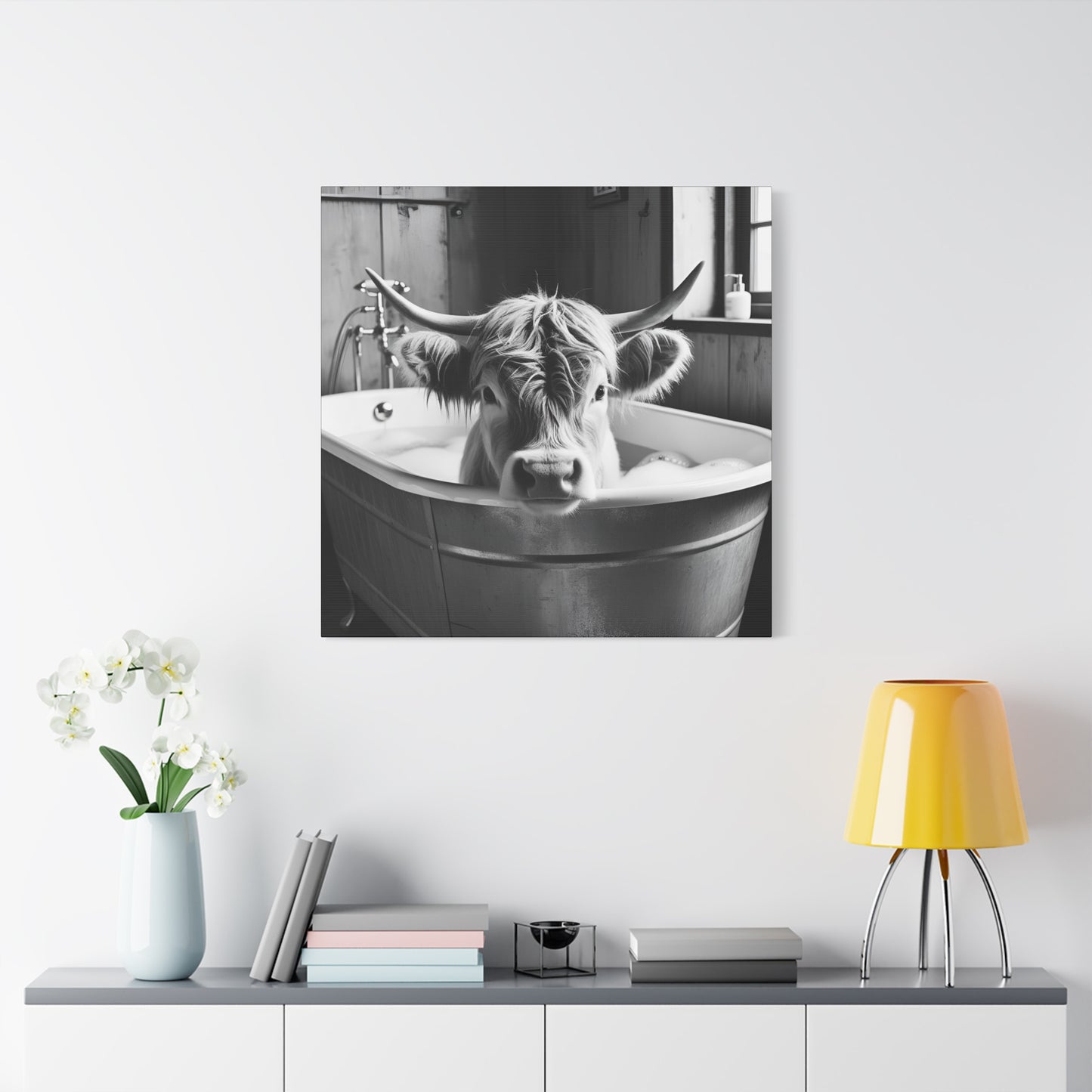 Highland Cow Bubbles Wall Art