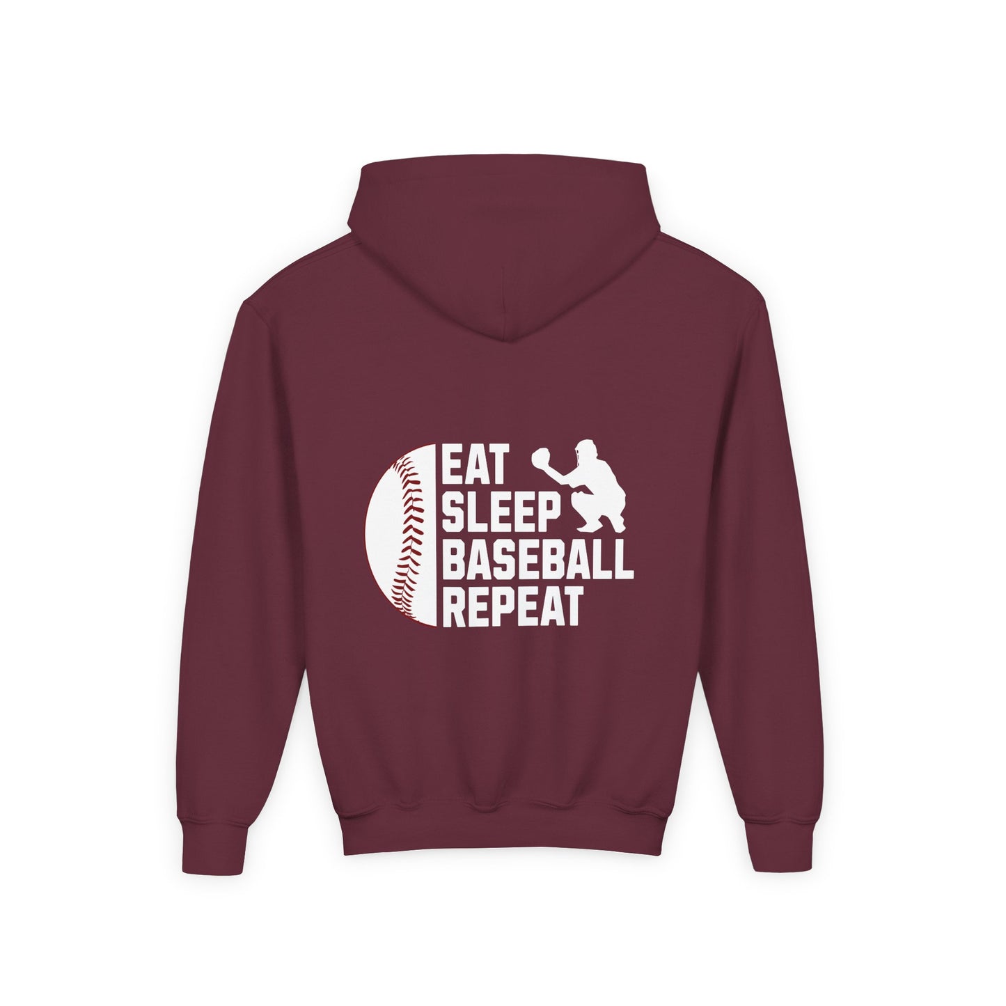 Youth Baseball Hoodie – "Eat Sleep Baseball Repeat" Personalized Pullover