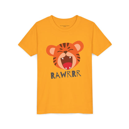 Cute Tiger RAWR Short Sleeve Tee for Kids, Fun Summer Shirt, Animal T-Shirt, Birthday Gift, Playdate Clothing