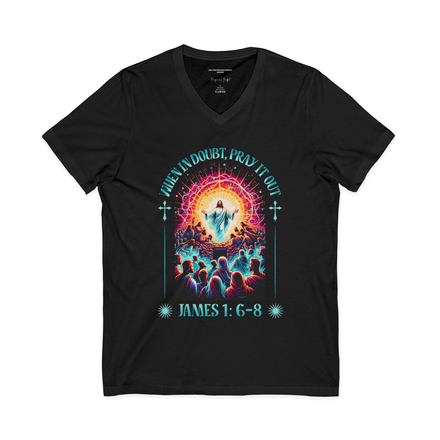 When In Doubt Pray It Out Shirt, Christian Faith T-Shirt, James 1:6-8 Bible Verse Tee, Jesus Shirt, Prayer Shirt, Christian Inspirational Clothing