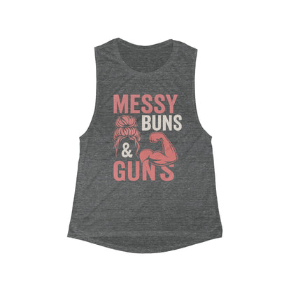 Messy Buns & Guns Women's Flowy Muscle Tank