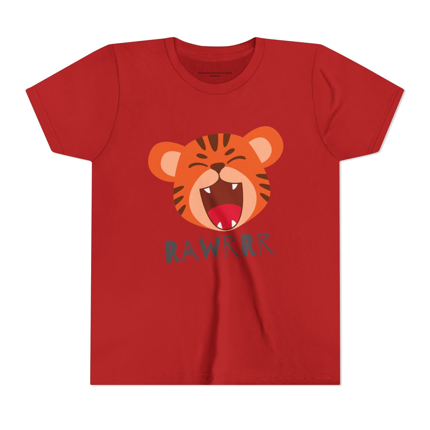 Cute Tiger RAWR Short Sleeve Tee for Kids, Fun Summer Shirt, Animal T-Shirt, Birthday Gift, Playdate Clothing