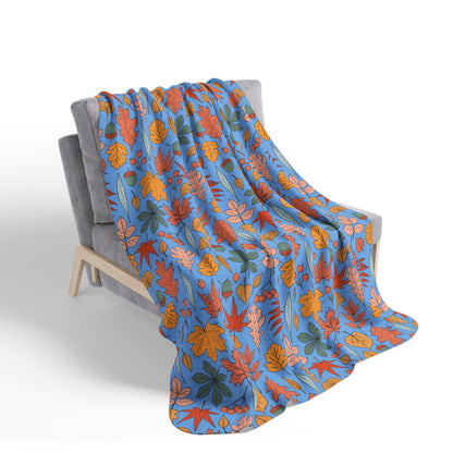 Autumn Leaves Fleece Sherpa Blanket