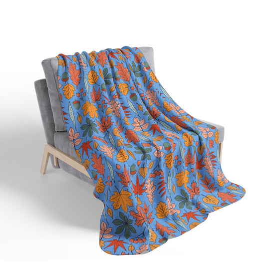 Autumn Leaves Fleece Sherpa Blanket