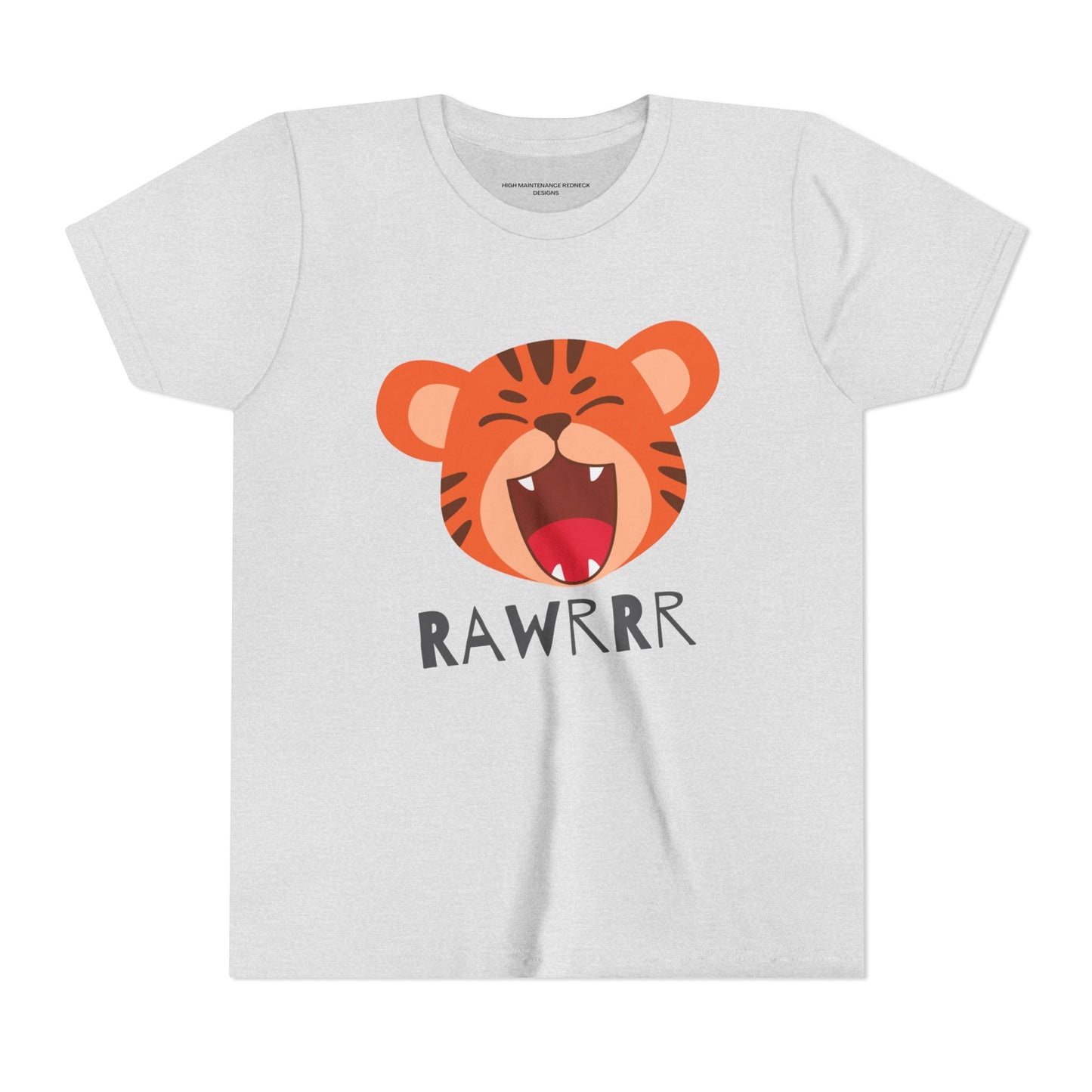 Cute Tiger RAWR Short Sleeve Tee for Kids, Fun Summer Shirt, Animal T-Shirt, Birthday Gift, Playdate Clothing