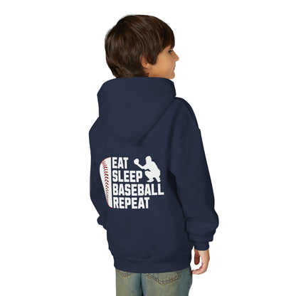 Youth Baseball Hoodie – "Eat Sleep Baseball Repeat" Personalized Pullover