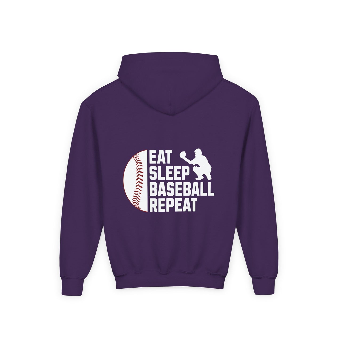 Youth Baseball Hoodie – "Eat Sleep Baseball Repeat" Personalized Pullover