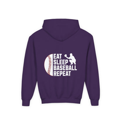 Youth Baseball Hoodie – "Eat Sleep Baseball Repeat" Personalized Pullover