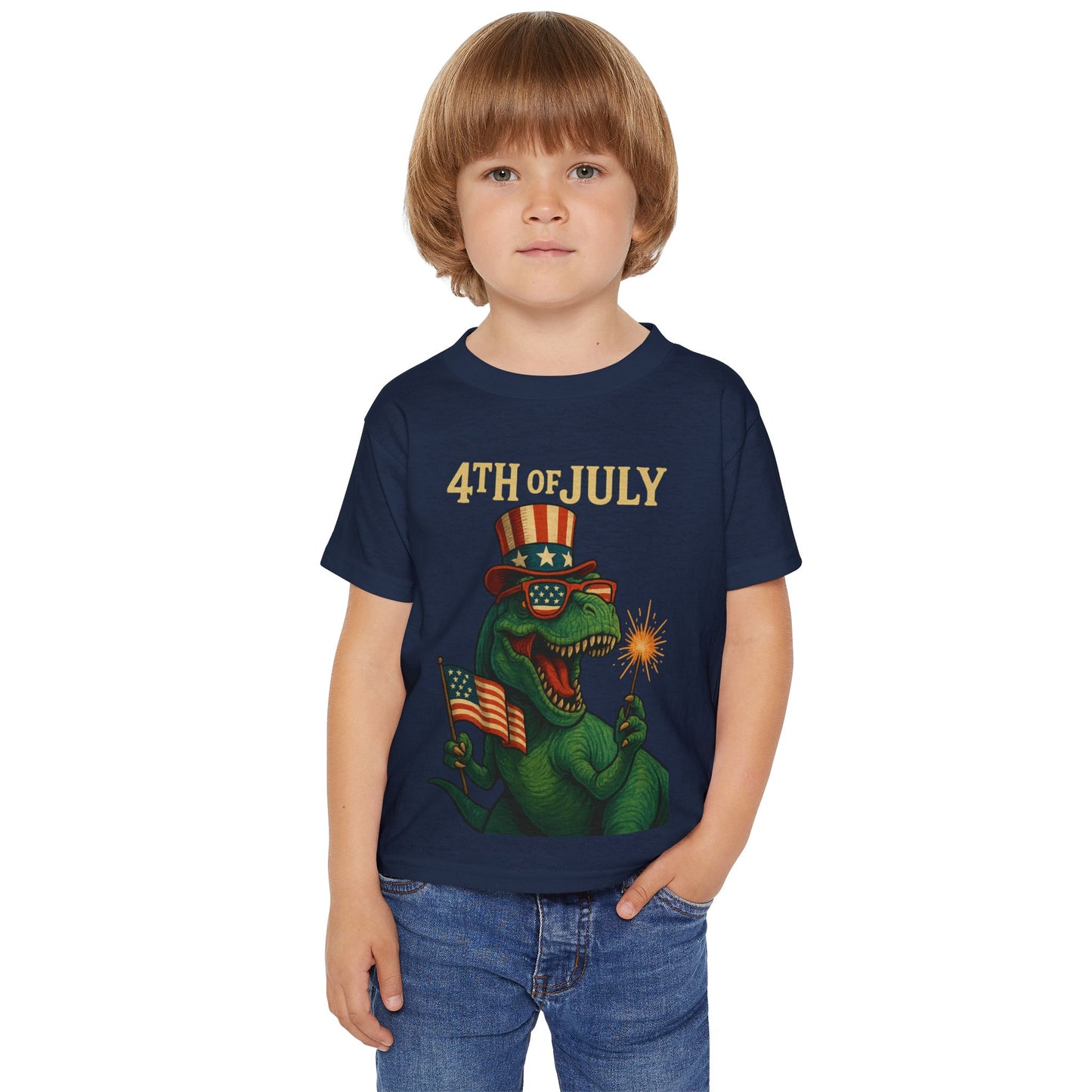 Dinosaur Boy's 4th of July Toddler T-Shirt, Kids Independence Day Tee, Patriotic Dino Shirt, Funny Toddler Clothing, Baby Boy Gift