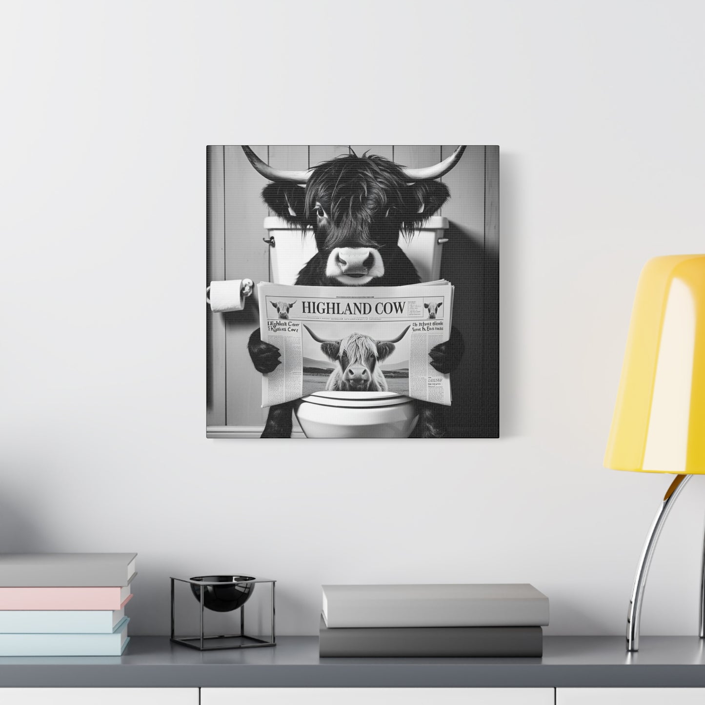 Highland Cow Toilet Funny Art