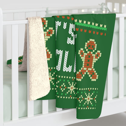 Cozy Christmas Sherpa Fleece Blanket - 'Merry Christmas, Let's Get Jolly'