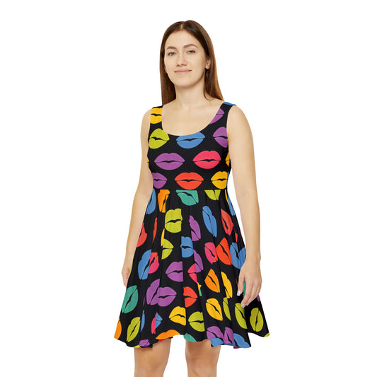 Colorful Kiss Print Women's Skater Dress, Fun Summer Party Dress, Trendy Fashion for Girls, Perfect for Festivals, Date Night Out, [...]