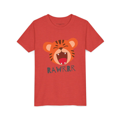Cute Tiger RAWR Short Sleeve Tee for Kids, Fun Summer Shirt, Animal T-Shirt, Birthday Gift, Playdate Clothing