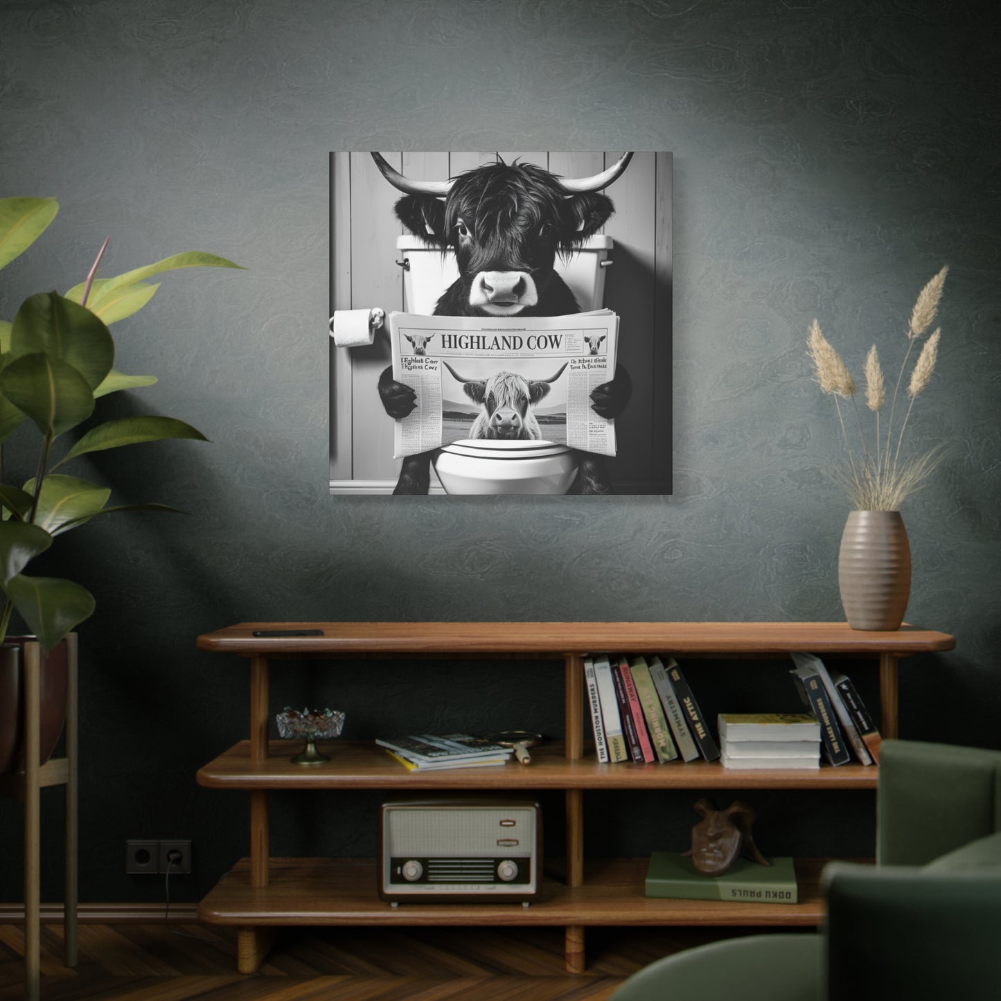 Highland Cow Toilet Funny Art