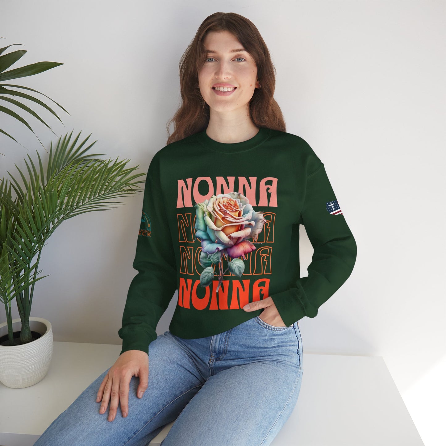 Nonna Rose Crewneck Sweatshirt — Floral Italian Grandma Gift