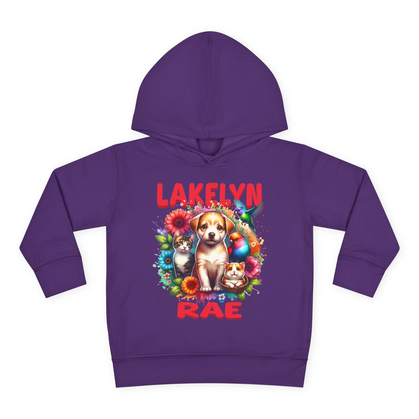 Personalized Toddler Hoodie — Cute Puppy & Flowers "Lakelyn Rae"