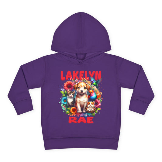 Personalized Toddler Hoodie — Cute Puppy & Flowers "Lakelyn Rae"