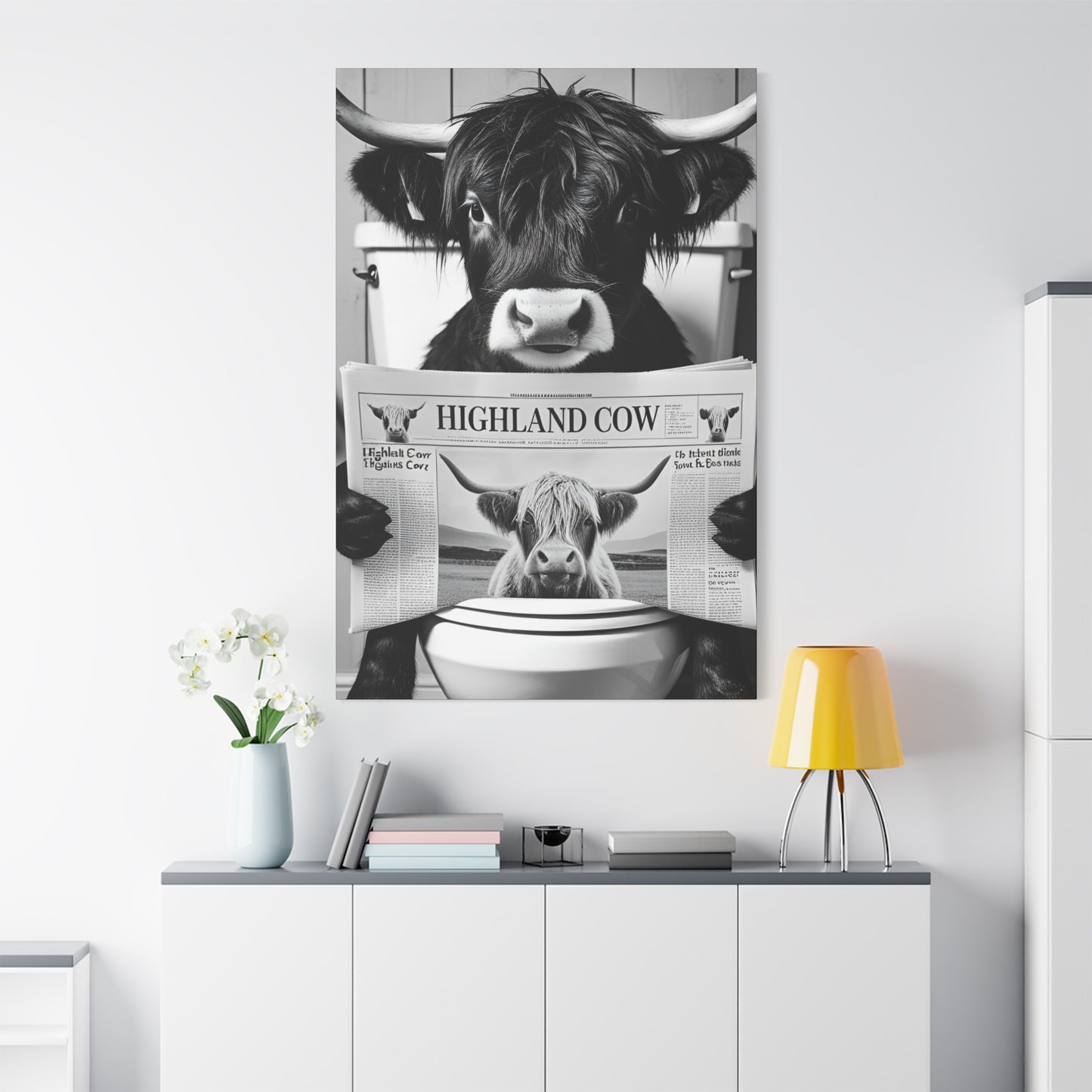 Highland Cow Toilet Funny Art