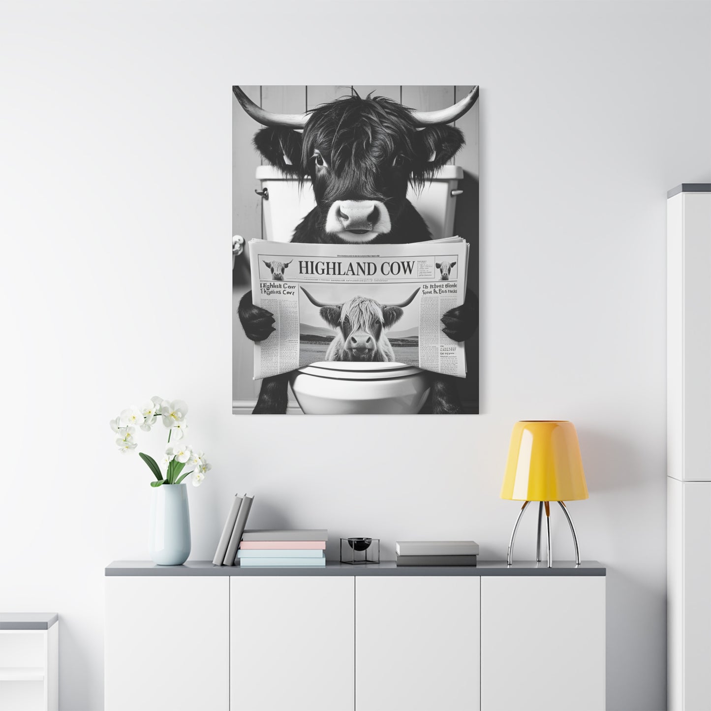 Highland Cow Toilet Funny Art