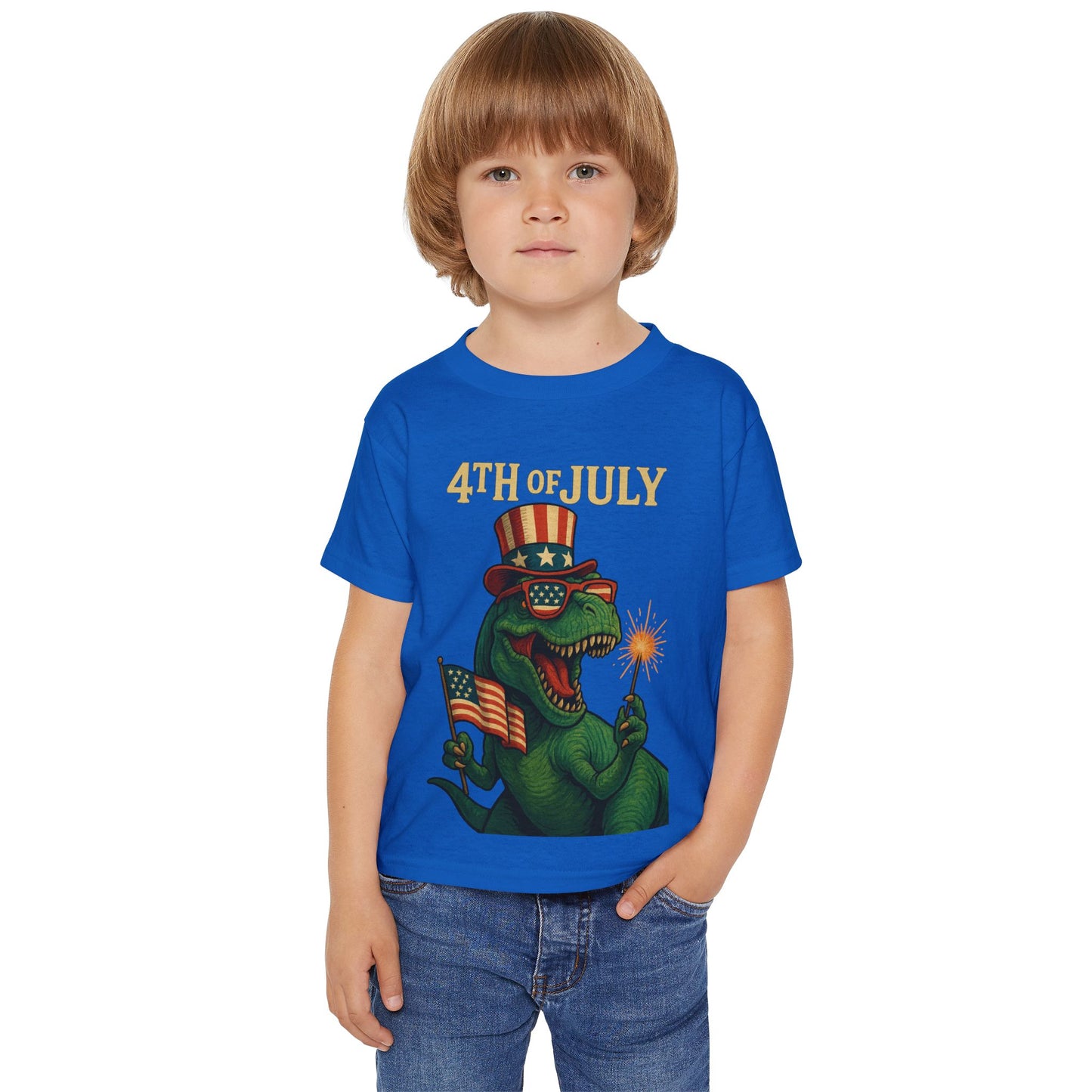 Dinosaur Boy's 4th of July Toddler T-Shirt, Kids Independence Day Tee, Patriotic Dino Shirt, Funny Toddler Clothing, Baby Boy Gift