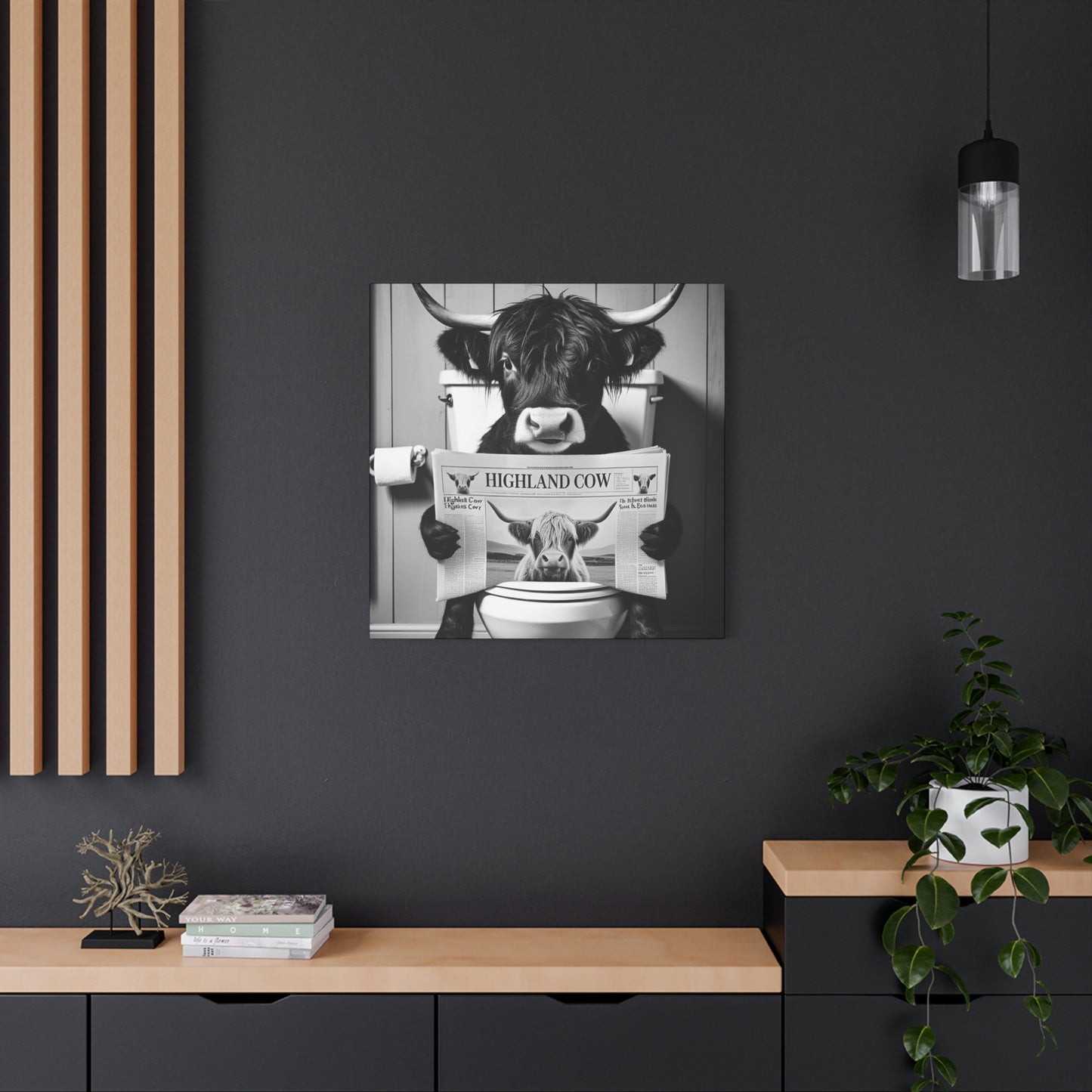 Highland Cow Toilet Funny Art