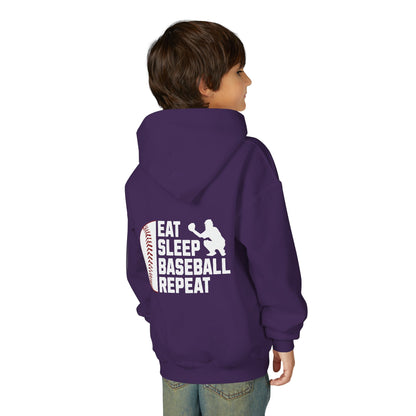Youth Baseball Hoodie – "Eat Sleep Baseball Repeat" Personalized Pullover