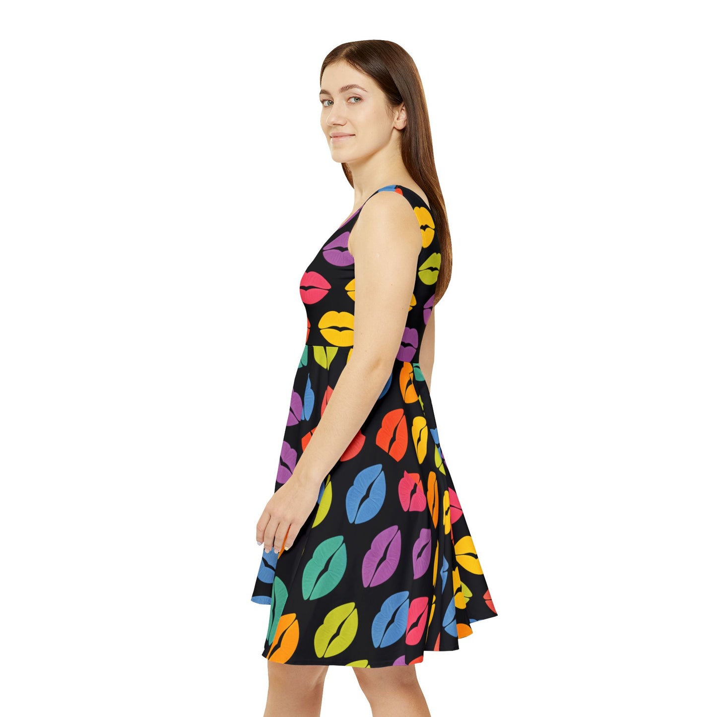 Colorful Kiss Print Women's Skater Dress, Fun Summer Party Dress, Trendy Fashion for Girls, Perfect for Festivals, Date Night Out, [...]