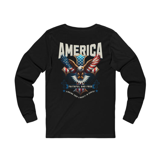 America, Faithful & Free - Men's Long Sleeve Shirt
