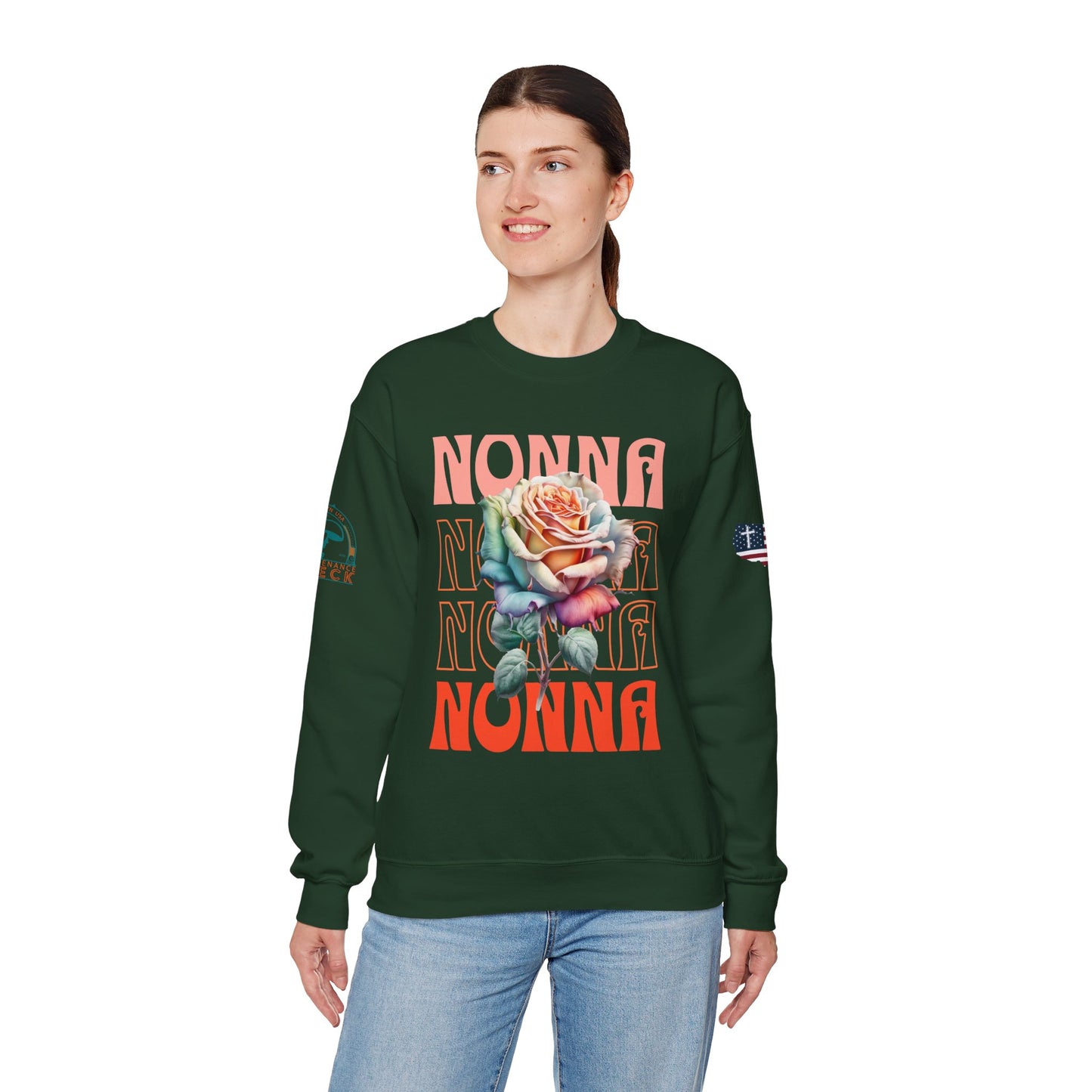 Nonna Rose Crewneck Sweatshirt — Floral Italian Grandma Gift