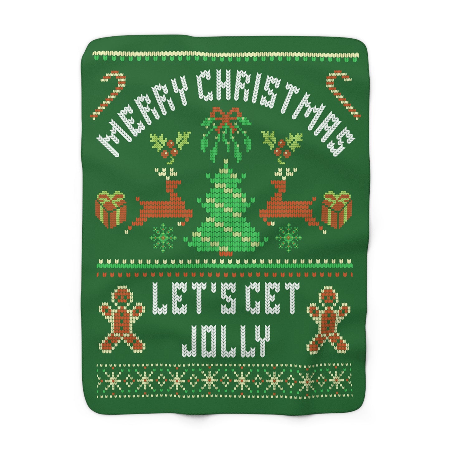 Cozy Christmas Sherpa Fleece Blanket - 'Merry Christmas, Let's Get Jolly'