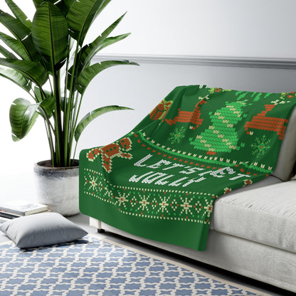 Cozy Christmas Sherpa Fleece Blanket - 'Merry Christmas, Let's Get Jolly'