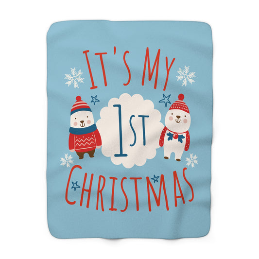 1st Christmas Sherpa Blanket