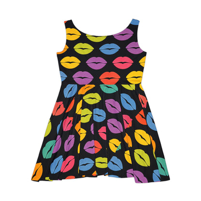 Colorful Kiss Print Women's Skater Dress, Fun Summer Party Dress, Trendy Fashion for Girls, Perfect for Festivals, Date Night Out, [...]