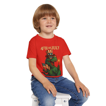 Dinosaur Boy's 4th of July Toddler T-Shirt, Kids Independence Day Tee, Patriotic Dino Shirt, Funny Toddler Clothing, Baby Boy Gift
