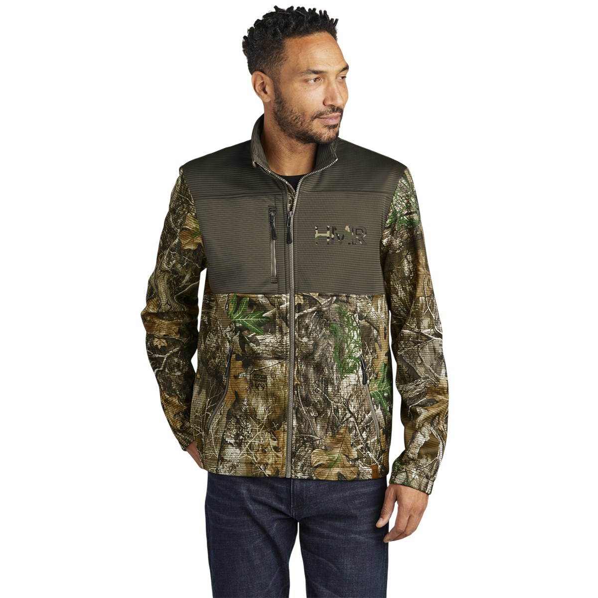 Men's Camo Soft Shell Zip Up Jacket