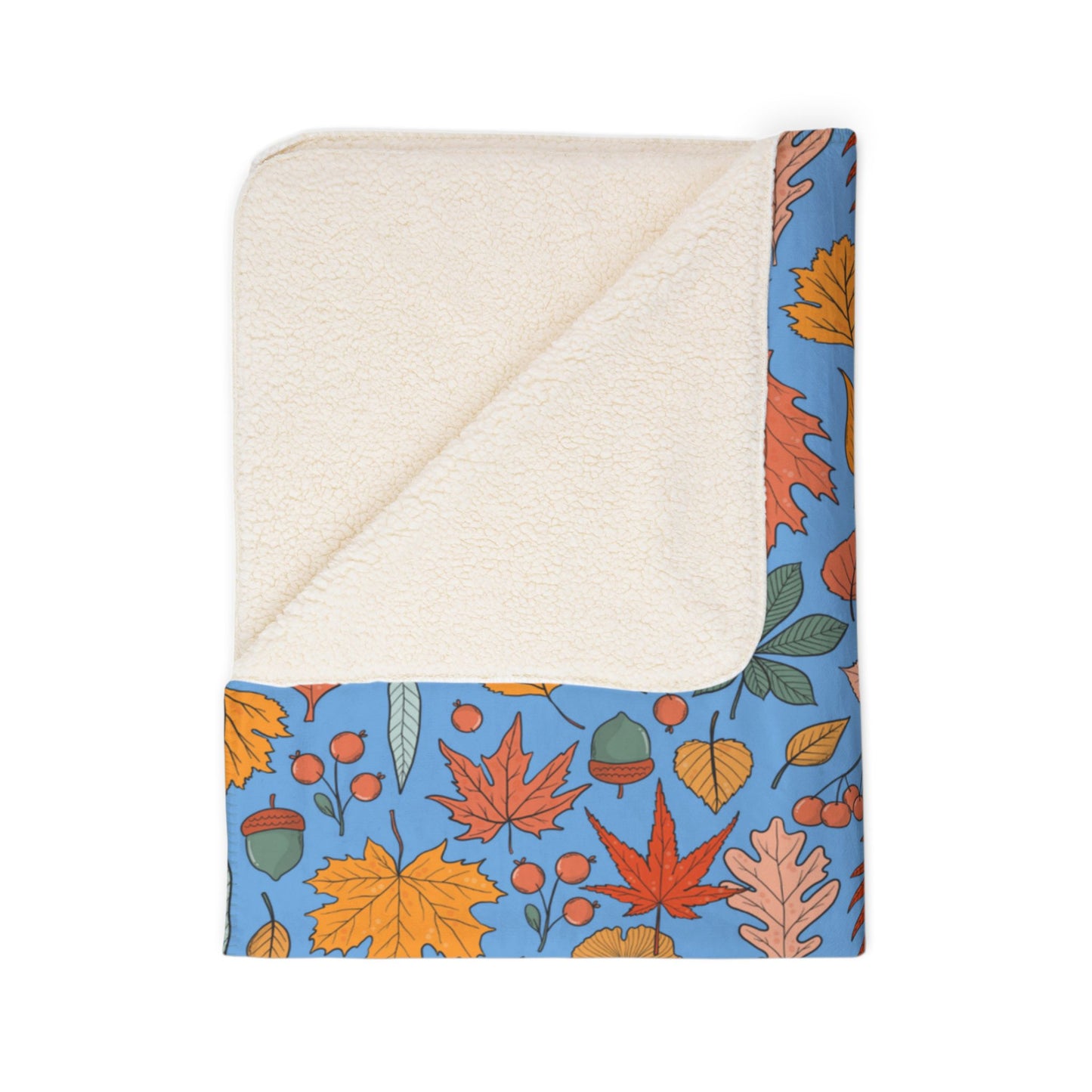 Autumn Leaves Fleece Sherpa Blanket