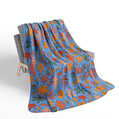 Autumn Leaves Fleece Sherpa Blanket