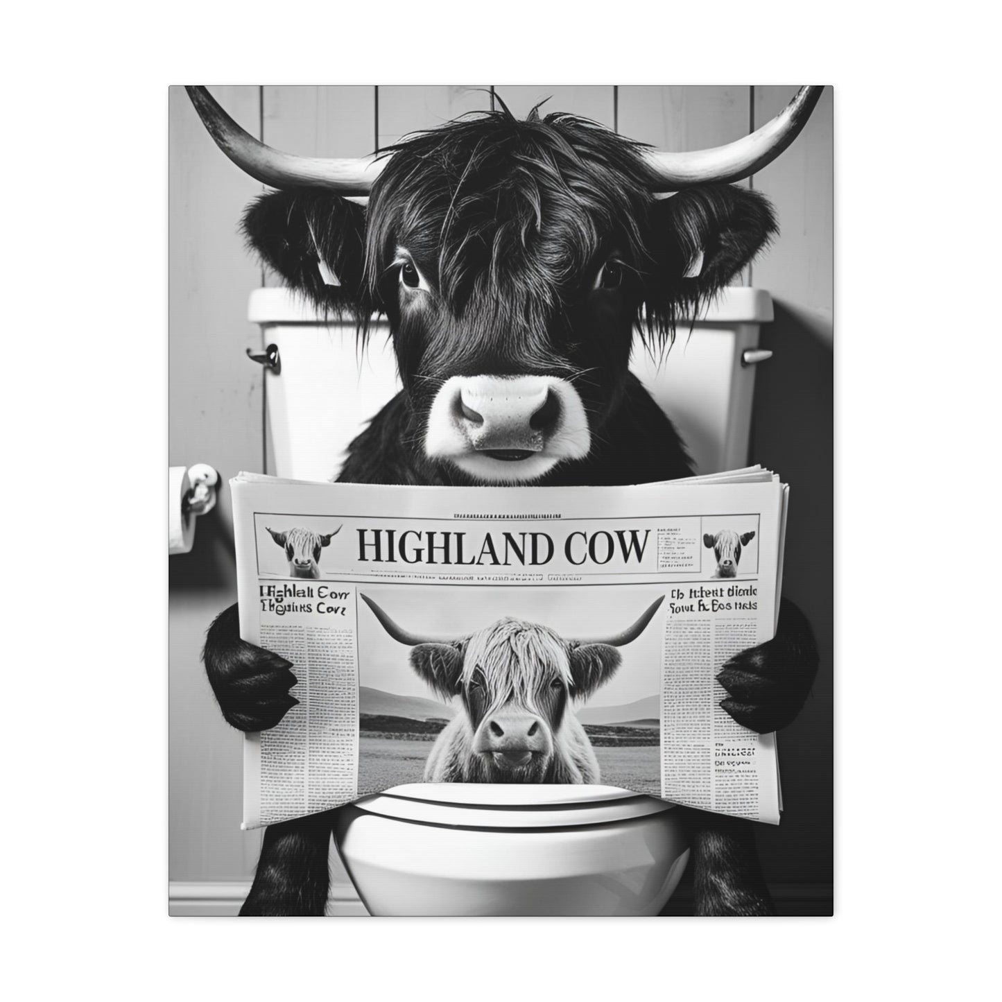 Highland Cow Toilet Funny Art