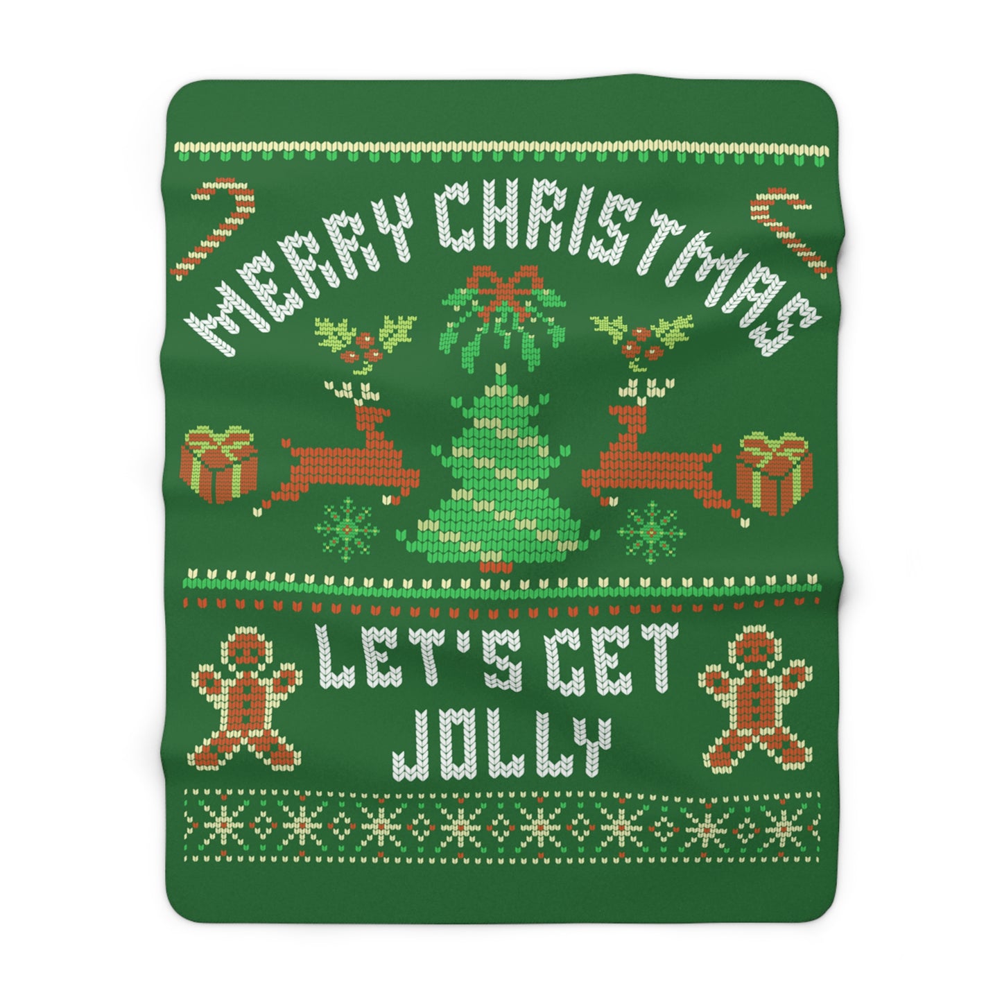 Cozy Christmas Sherpa Fleece Blanket - 'Merry Christmas, Let's Get Jolly'