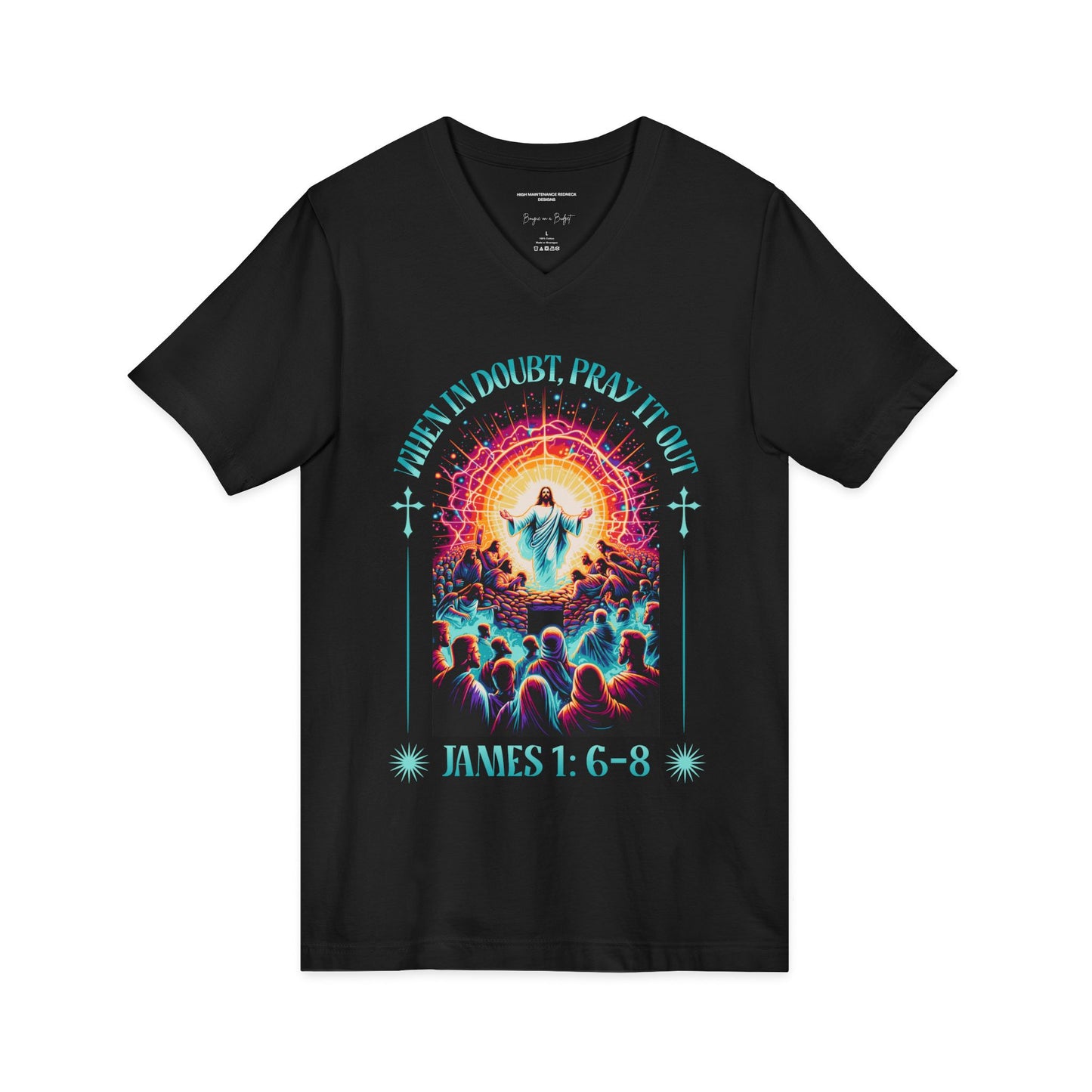 When In Doubt Pray It Out Shirt, Christian Faith T-Shirt, James 1:6-8 Bible Verse Tee, Jesus Shirt, Prayer Shirt, Christian Inspirational Clothing