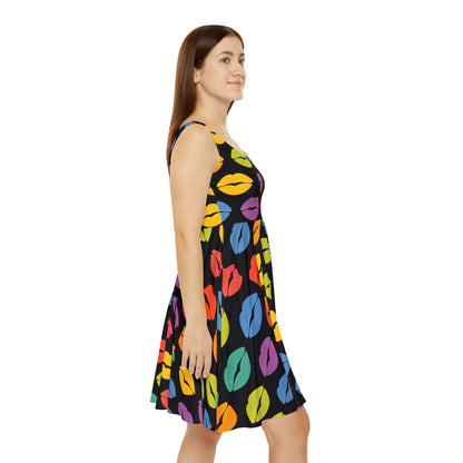 Colorful Kiss Print Women's Skater Dress, Fun Summer Party Dress, Trendy Fashion for Girls, Perfect for Festivals, Date Night Out, [...]