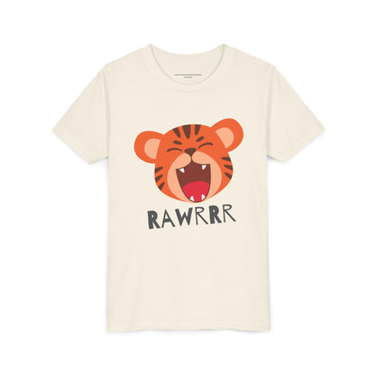 Cute Tiger RAWR Short Sleeve Tee for Kids, Fun Summer Shirt, Animal T-Shirt, Birthday Gift, Playdate Clothing