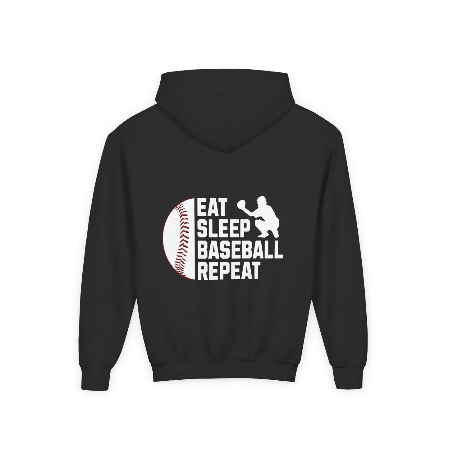 Youth Baseball Hoodie – "Eat Sleep Baseball Repeat" Personalized Pullover