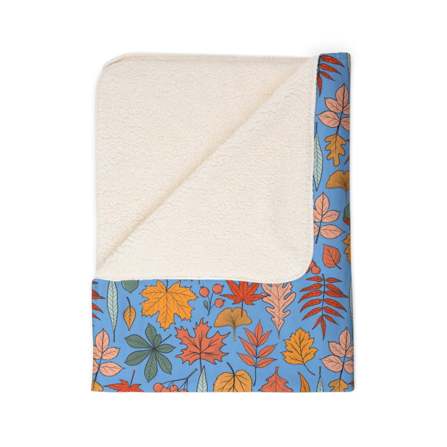 Autumn Leaves Fleece Sherpa Blanket
