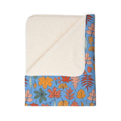 Autumn Leaves Fleece Sherpa Blanket