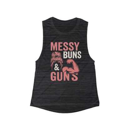 Messy Buns & Guns Women's Flowy Muscle Tank