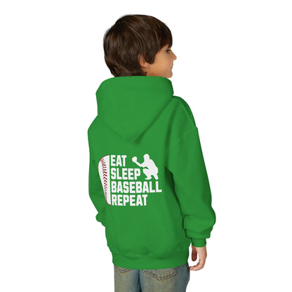 Youth Baseball Hoodie – "Eat Sleep Baseball Repeat" Personalized Pullover