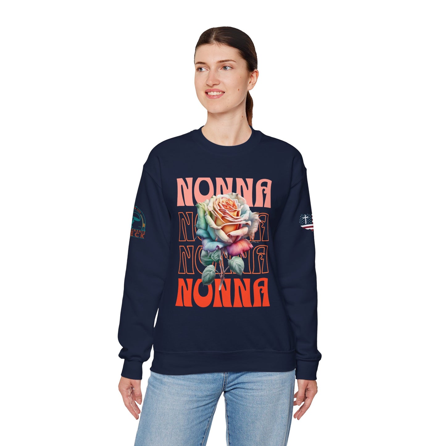 Nonna Rose Crewneck Sweatshirt — Floral Italian Grandma Gift