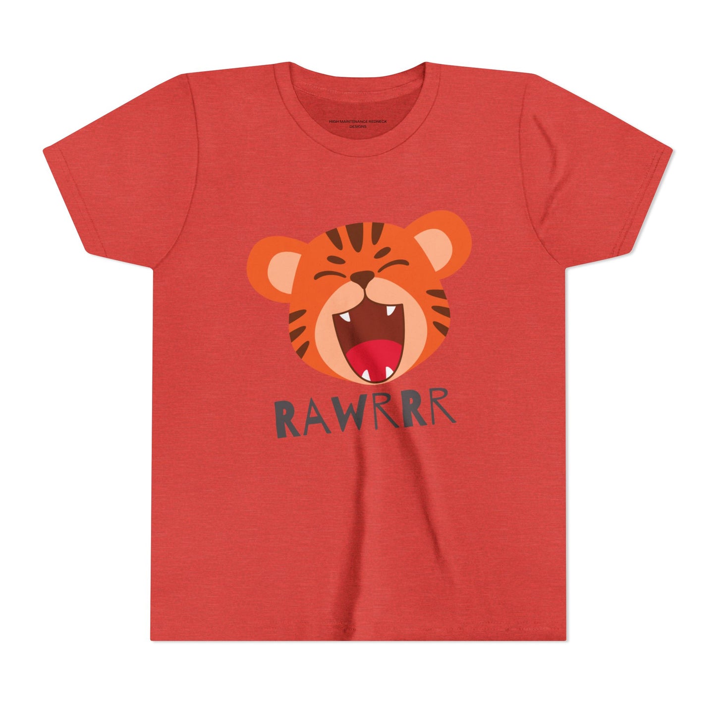 Cute Tiger RAWR Short Sleeve Tee for Kids, Fun Summer Shirt, Animal T-Shirt, Birthday Gift, Playdate Clothing