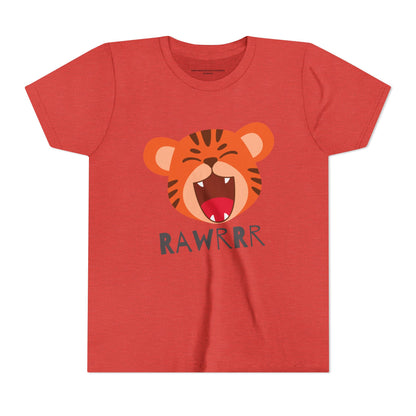 Cute Tiger RAWR Short Sleeve Tee for Kids, Fun Summer Shirt, Animal T-Shirt, Birthday Gift, Playdate Clothing